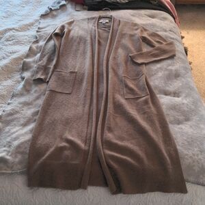 Magaschoni 100% Cashmere grey long sleeve cardigan duster